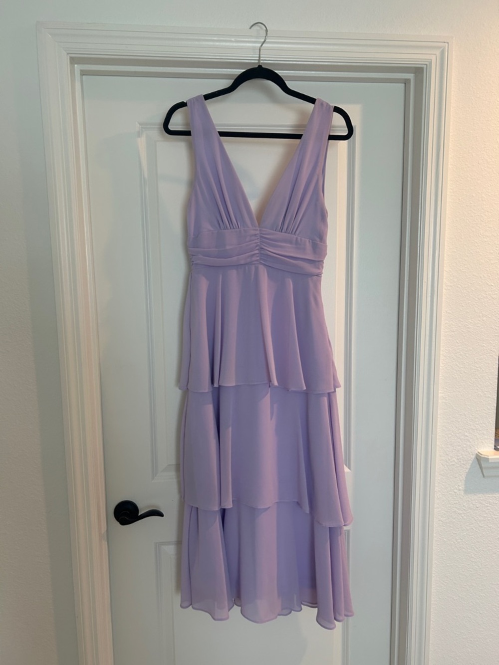 Lulu's Lavender Tiered V-Neck Maxi Dress